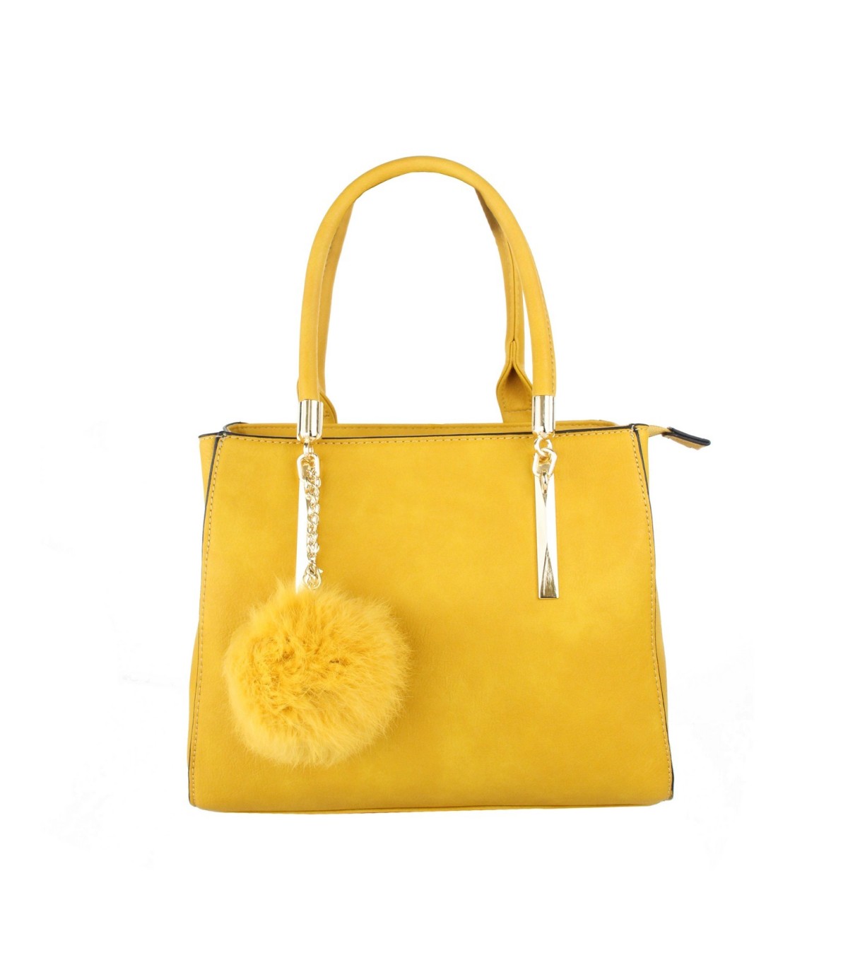 T10919 - Bolso con borla de color cuadrado con asa de mano y bandolera larga a juego