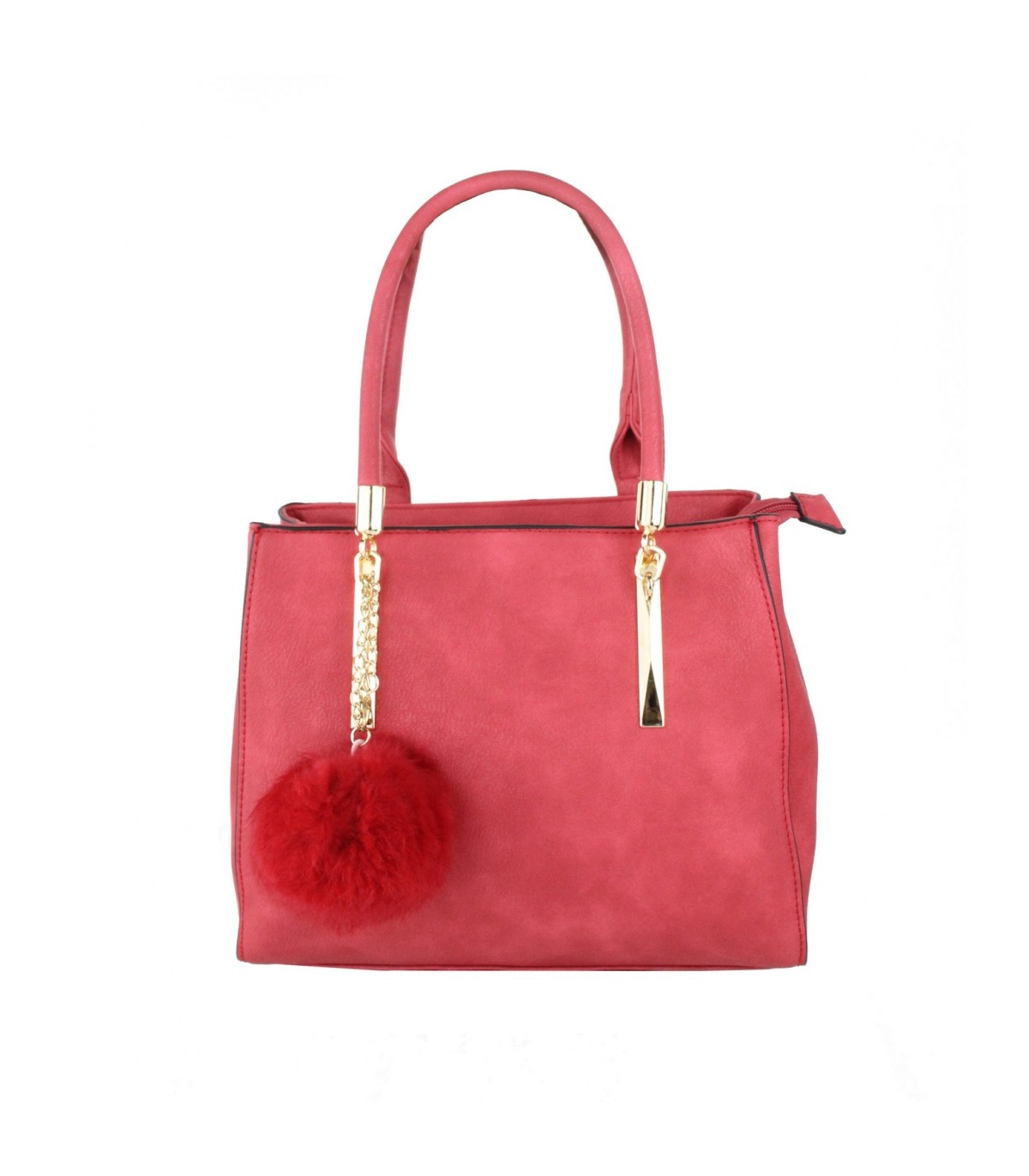 T10919 - Bolso con borla de color cuadrado con asa de mano y bandolera larga a juego