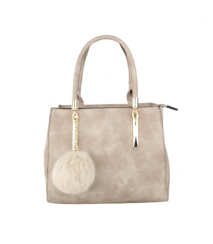 T10919 - Bolso con borla de color cuadrado con asa de mano y bandolera larga a juego