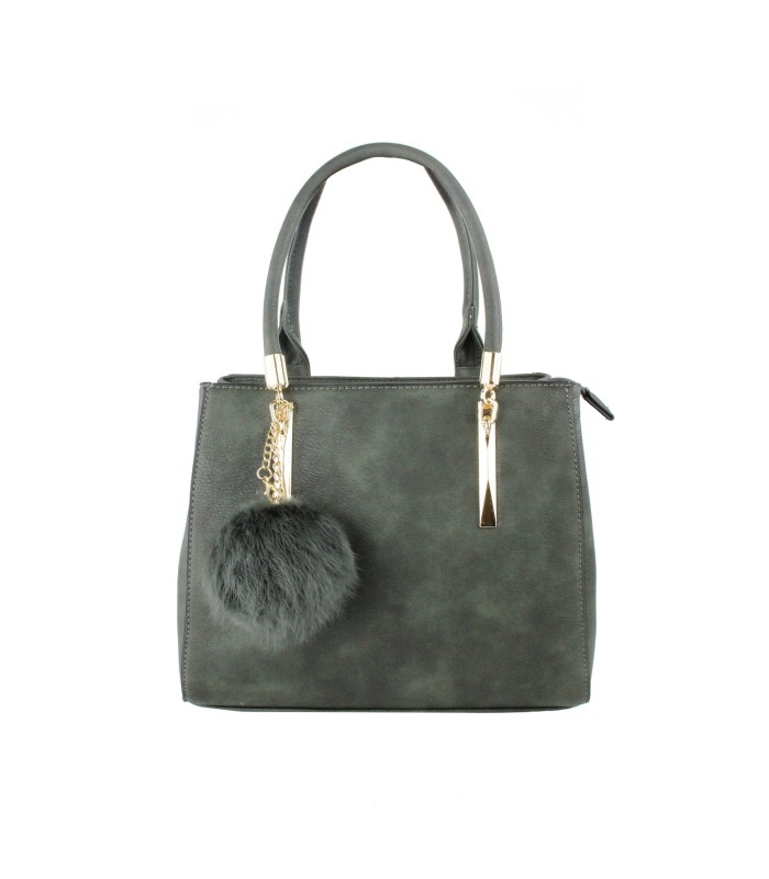 T10919 - Bolso con borla de color cuadrado con asa de mano y bandolera larga a juego