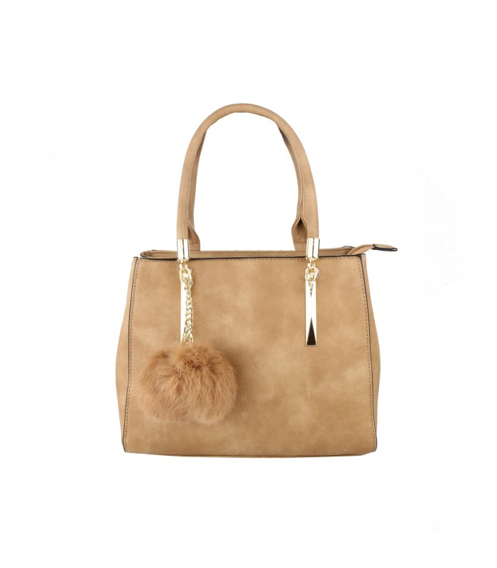 T10919 - Bolso con borla de color cuadrado con asa de mano y bandolera larga a juego
