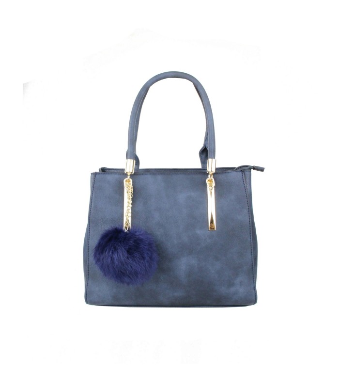 T10919 - Bolso con borla de color cuadrado con asa de mano y bandolera larga a juego