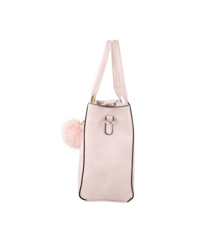 T10919 - Bolso con borla de color cuadrado con asa de mano y bandolera larga a juego