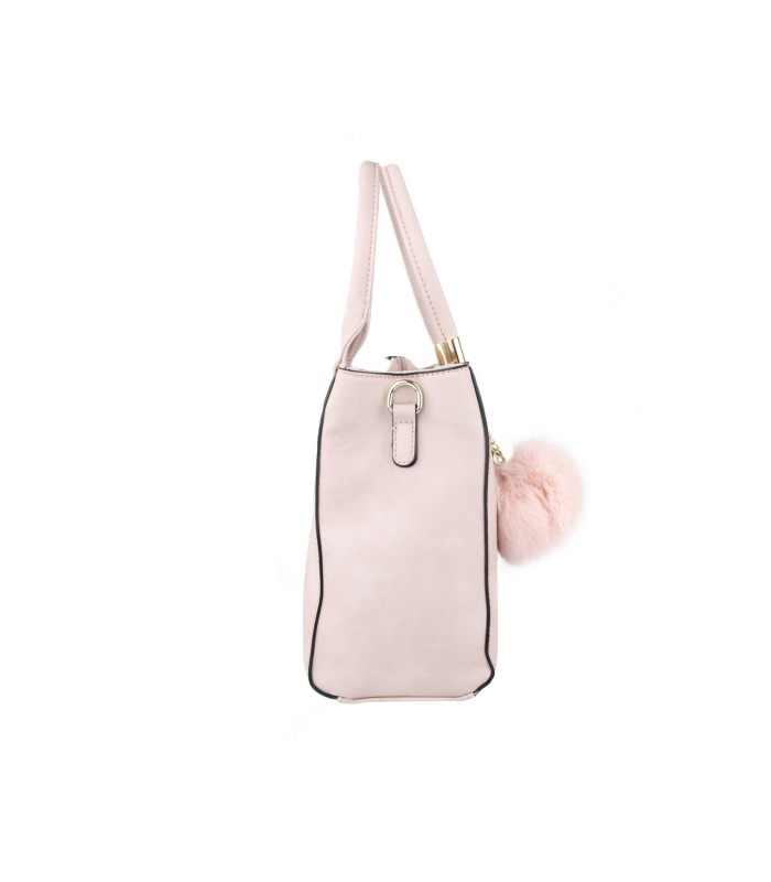 T10919 - Bolso con borla de color cuadrado con asa de mano y bandolera larga a juego