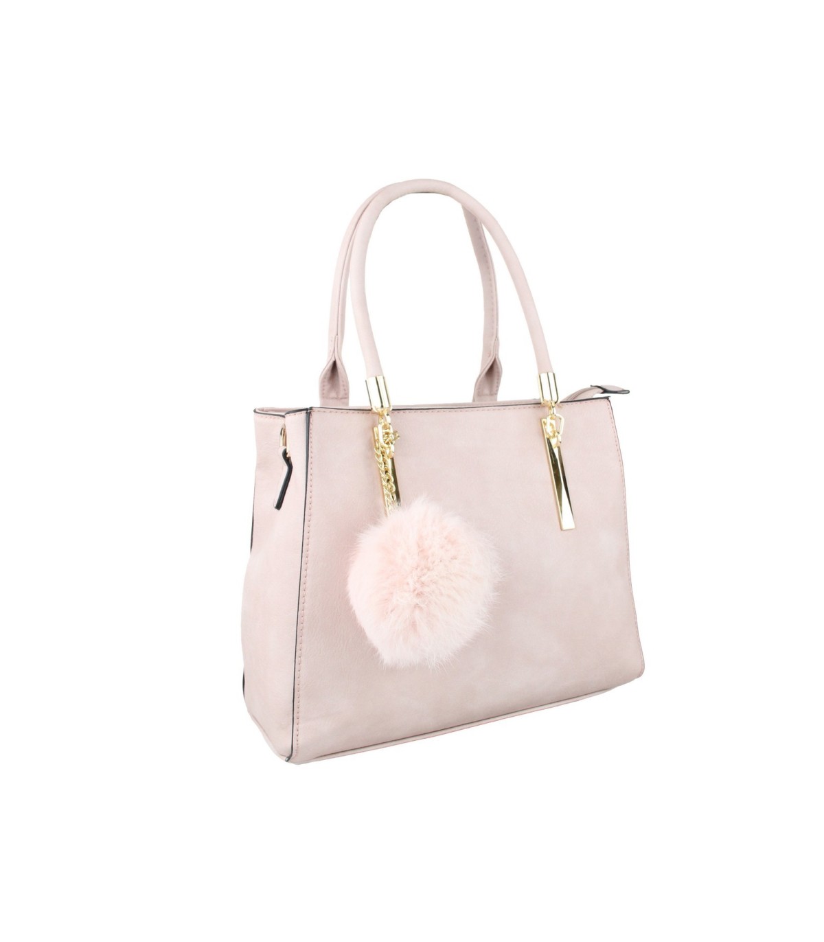 T10919 - Bolso con borla de color cuadrado con asa de mano y bandolera larga a juego