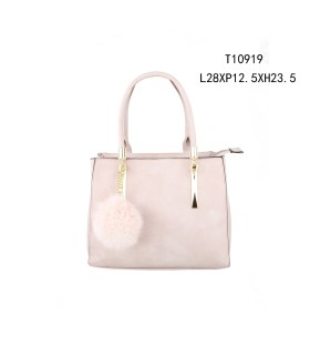 T10919 - Bolso con borla de color cuadrado con asa de mano y bandolera larga a juego