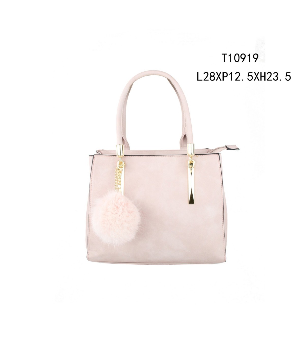 T10919 - Bolso con borla de color cuadrado con asa de mano y bandolera larga a juego
