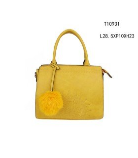 T10931 - Bolso de mano con borla y bordado de mandala