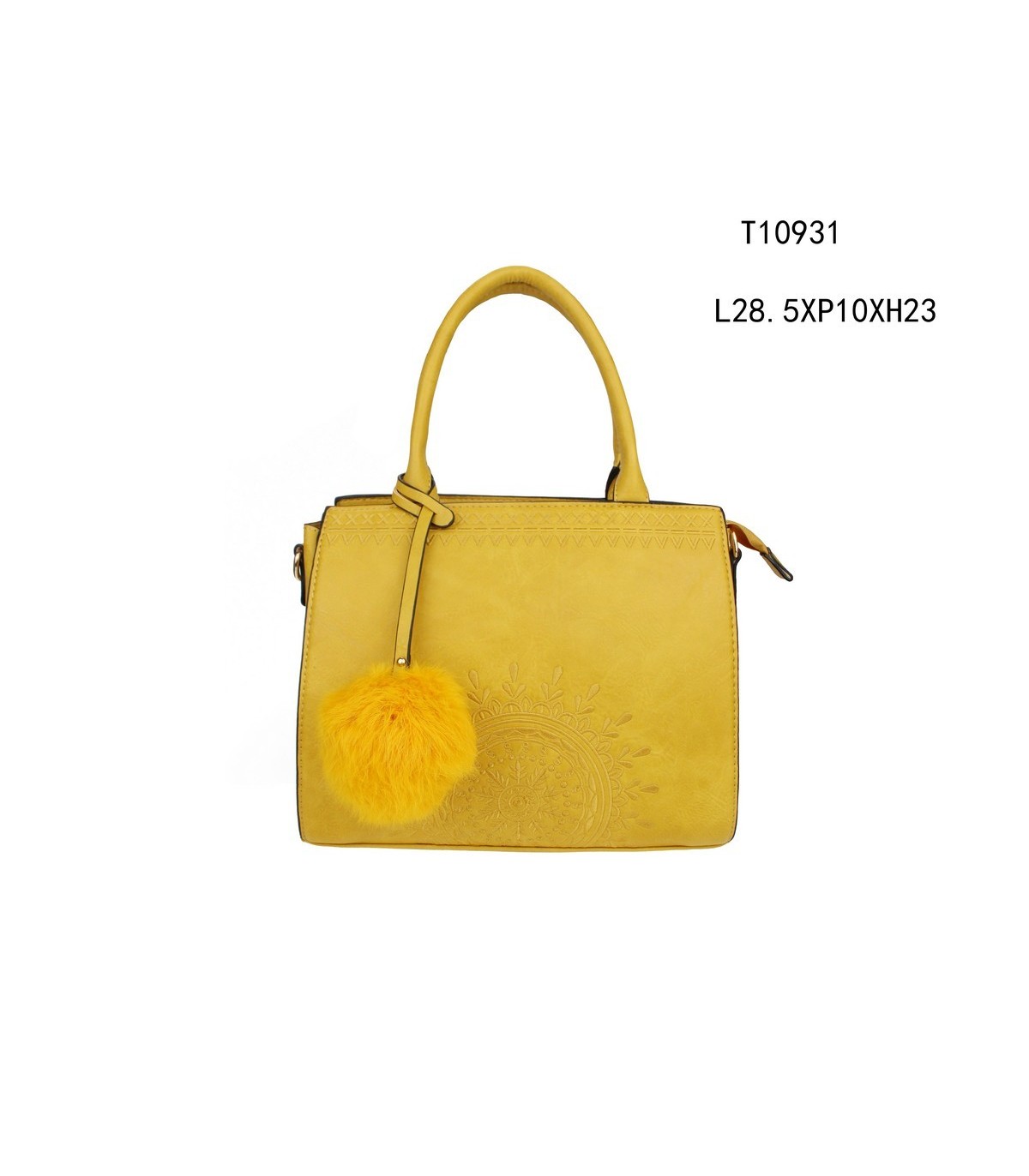T10931 - Bolso de mano con borla y bordado de mandala