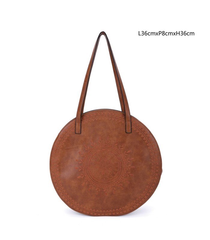 T11086 - Giovanna - Bolso de hombro redondo dibujo bordado