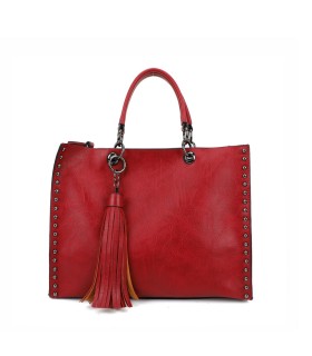 11085 - Bolso doble de mano con tachuelas y flecos