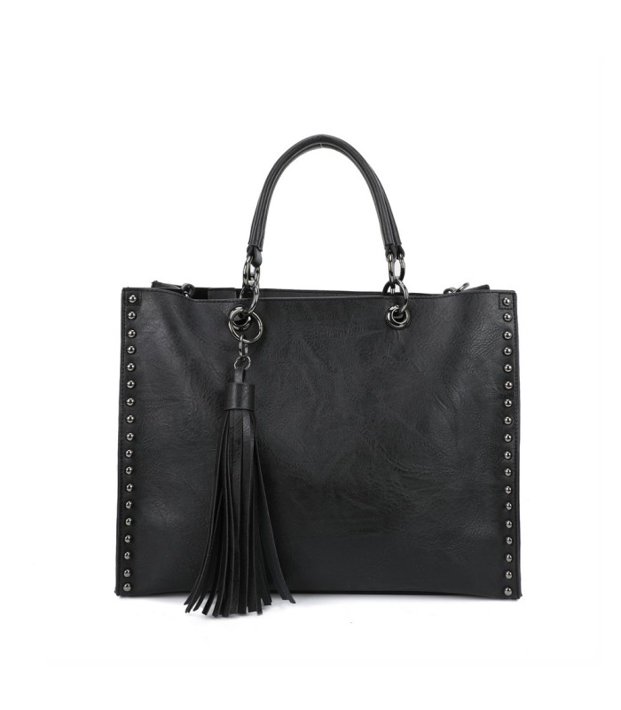 11085 - Bolso doble de mano con tachuelas y flecos