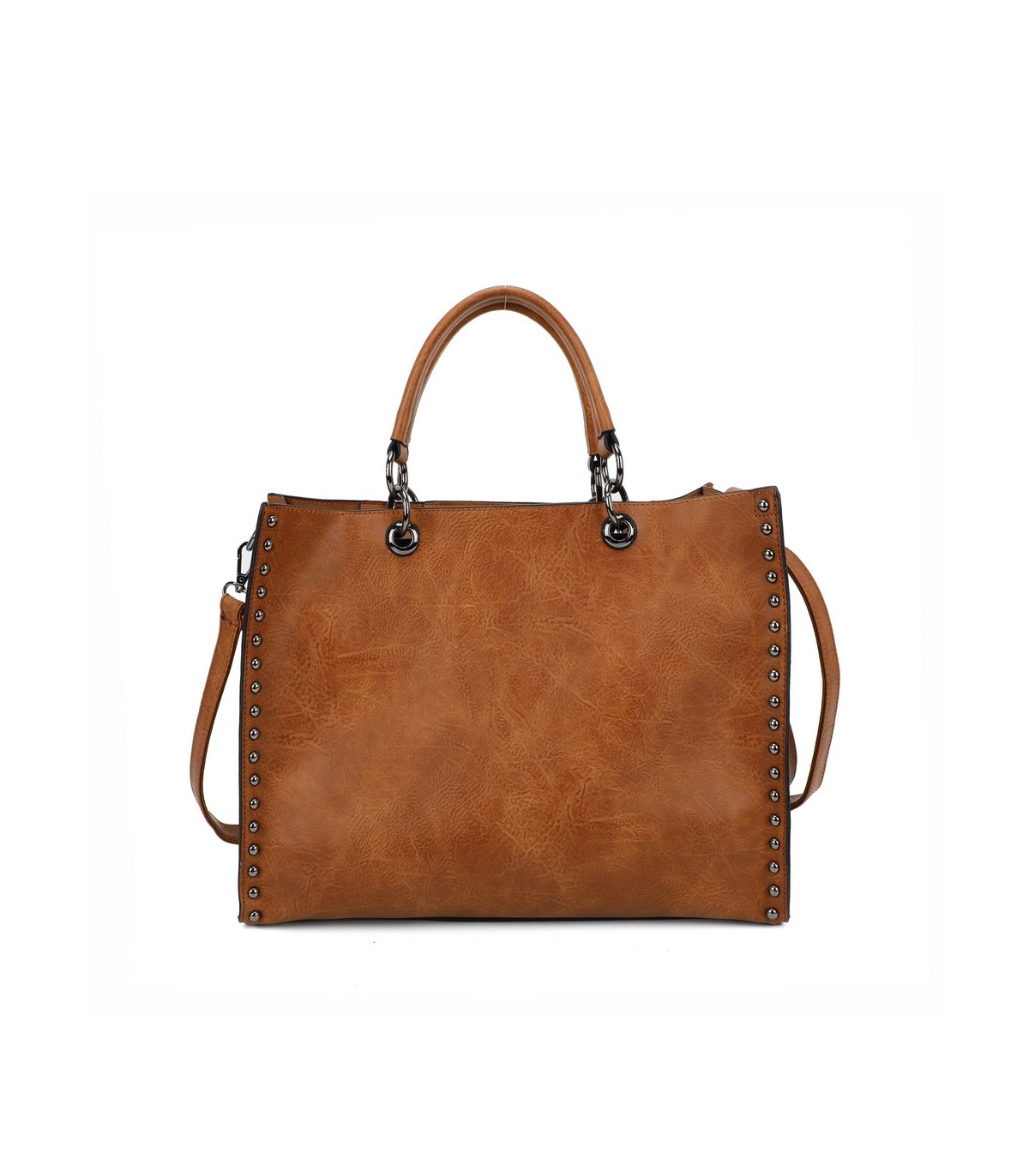 11085 - Bolso doble de mano con tachuelas y flecos