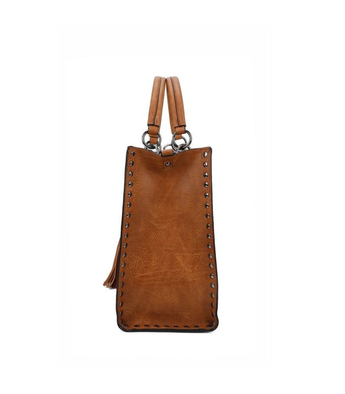11085 - Bolso doble de mano con tachuelas y flecos