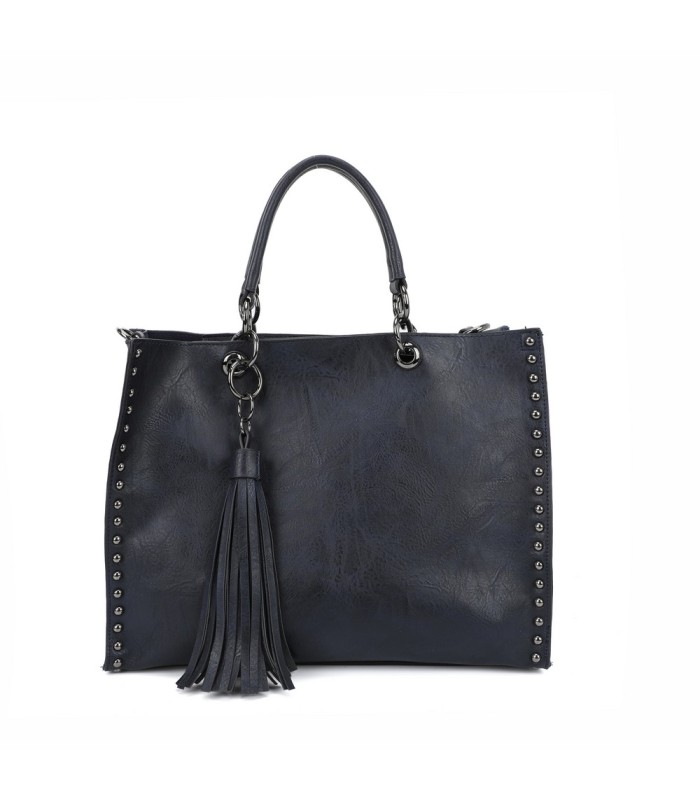 11085 - Bolso doble de mano con tachuelas y flecos