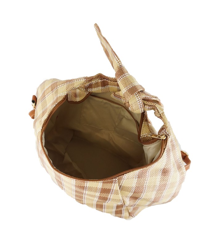 W202111 - Bolso de Mano de cuadros Rafia