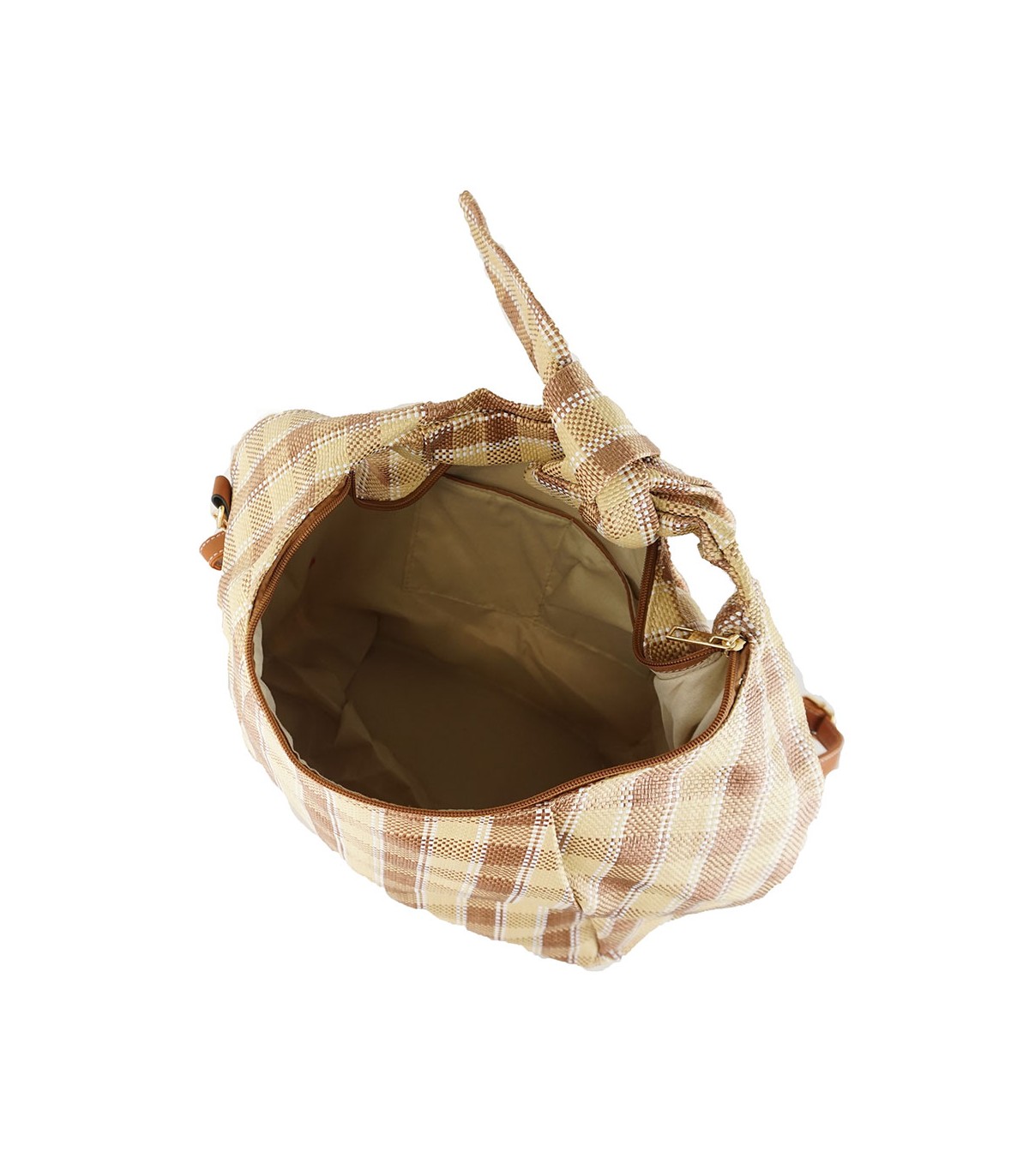 W202111 - Bolso de Mano de cuadros Rafia