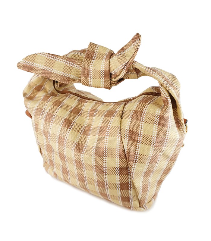 W202111 - Bolso de Mano de cuadros Rafia