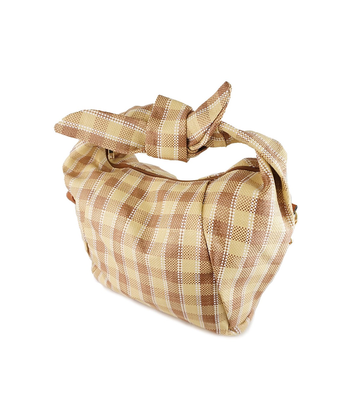 W202111 - Bolso de Mano de cuadros Rafia