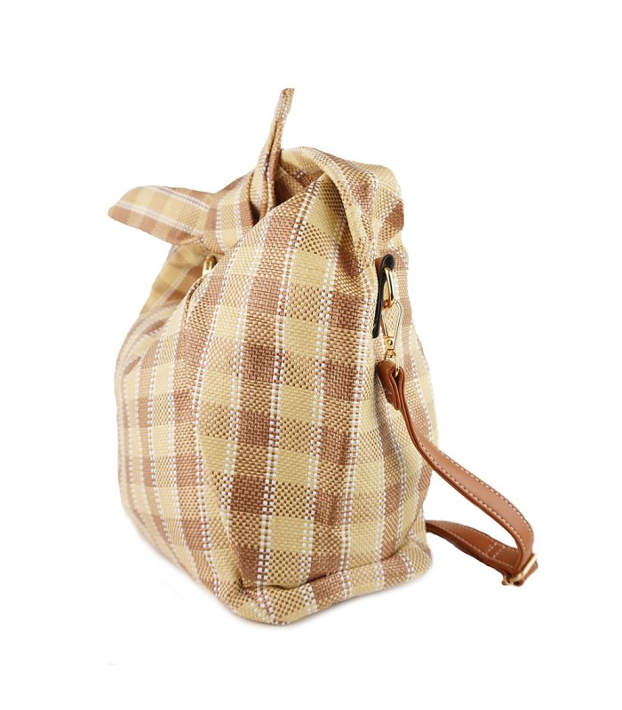 W202111 - Bolso de Mano de cuadros Rafia
