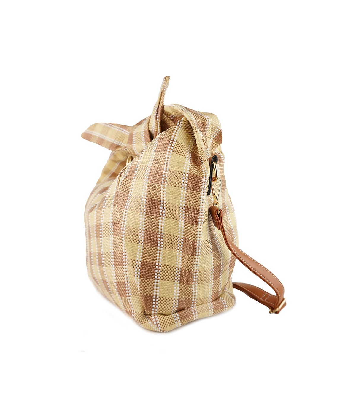 W202111 - Bolso de Mano de cuadros Rafia