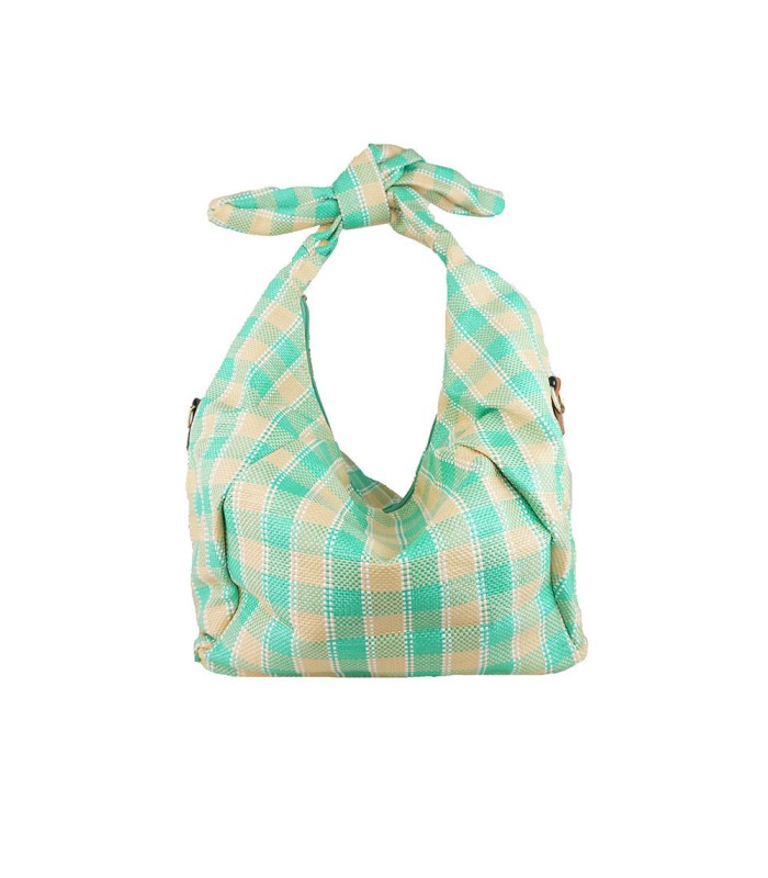 W202111 - Bolso de Mano de cuadros Rafia