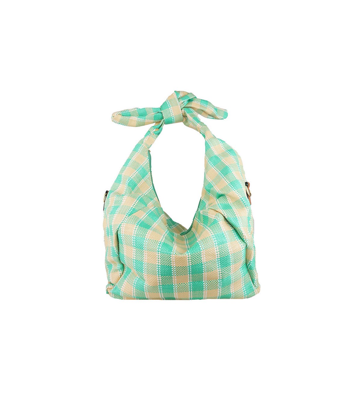 W202111 - Bolso de Mano de cuadros Rafia