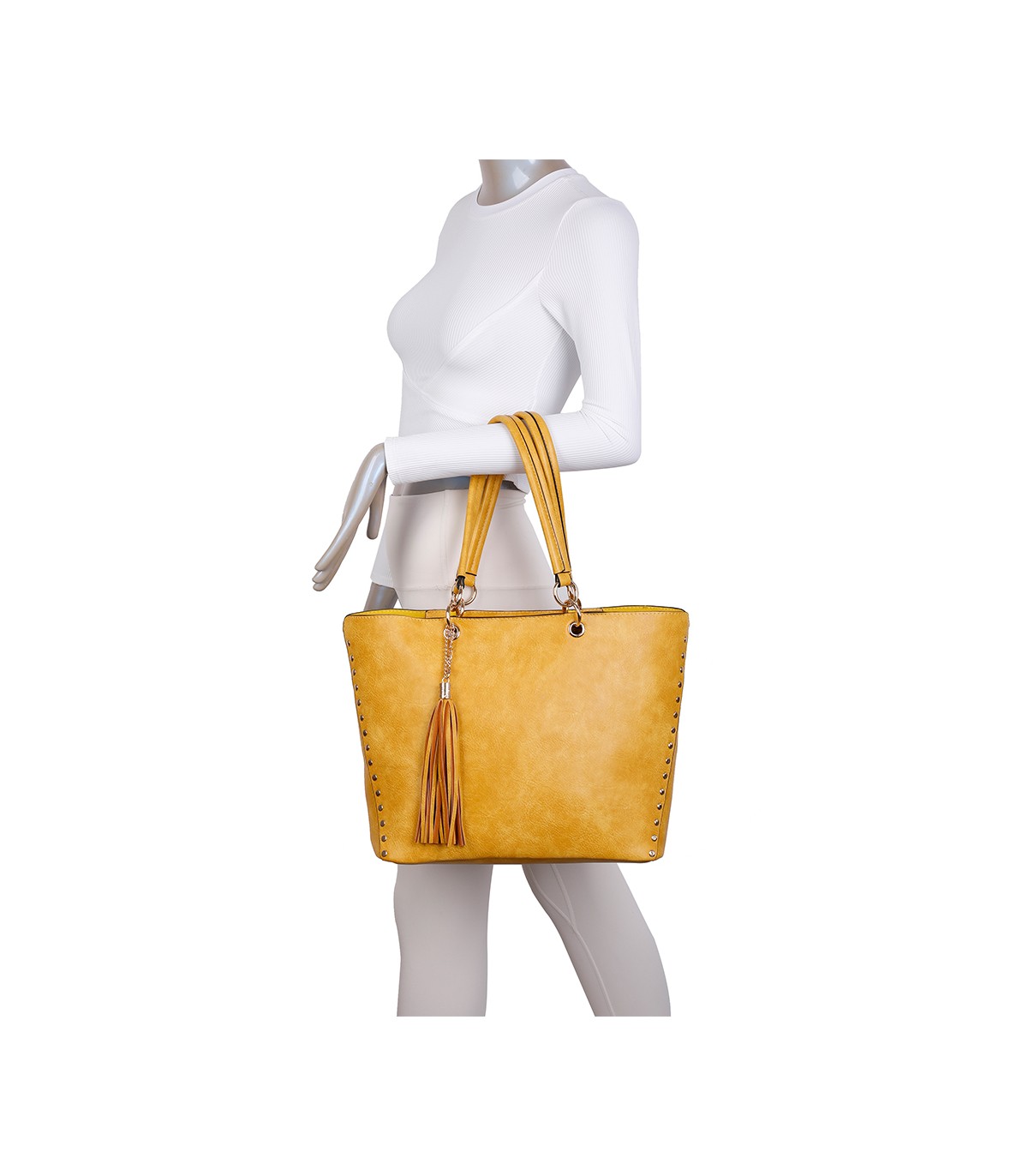 T11230 - Bolso de hombro con borla con neceser a juego
