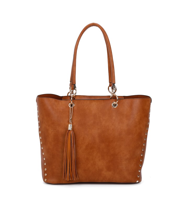 T11230 - Bolso de hombro con borla con neceser a juego