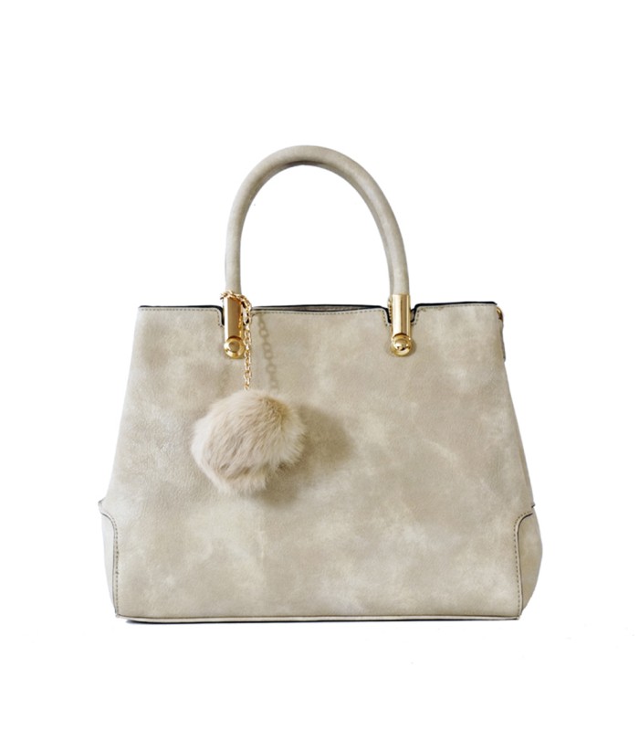 T10447 - Bolso de mano forma de trapecio con asa rígida y borla a juego
