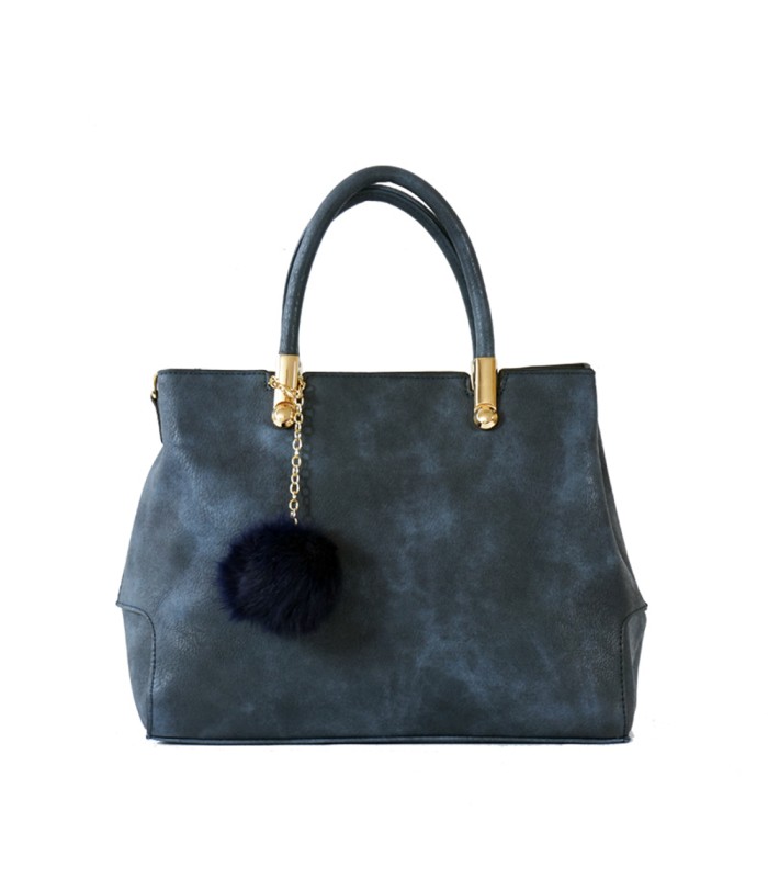 T10447 - Bolso de mano forma de trapecio con asa rígida y borla a juego