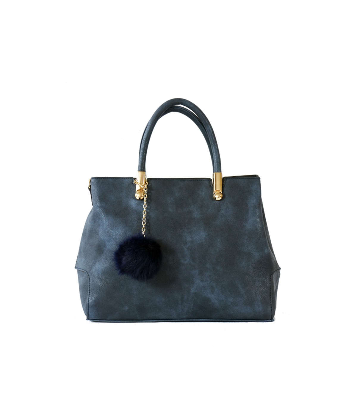 T10447 - Bolso de mano forma de trapecio con asa rígida y borla a juego