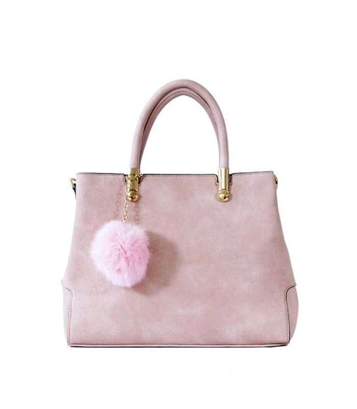 T10447 - Bolso de mano forma de trapecio con asa rígida y borla a juego