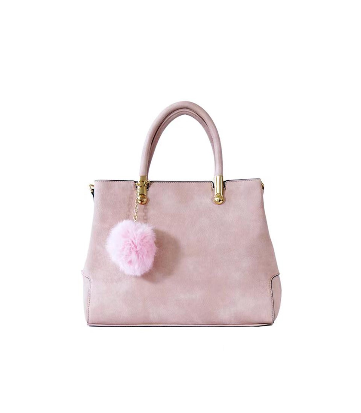 T10447 - Bolso de mano forma de trapecio con asa rígida y borla a juego