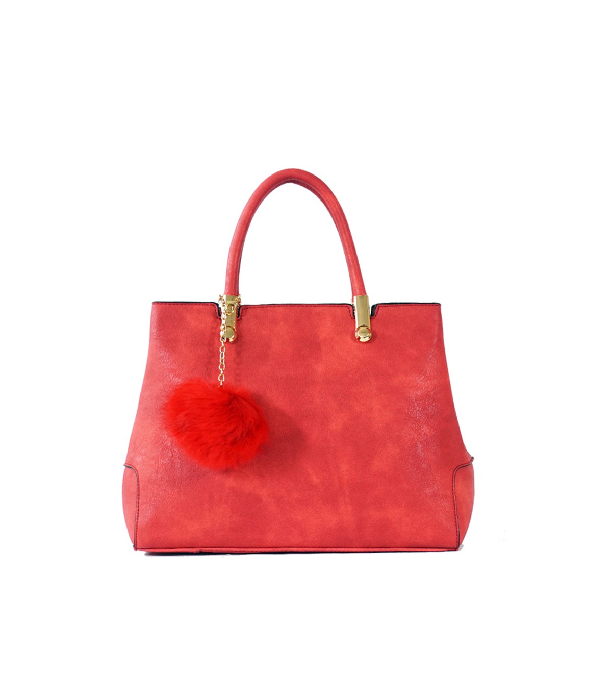 T10447 - Bolso de mano forma de trapecio con asa rígida y borla a juego