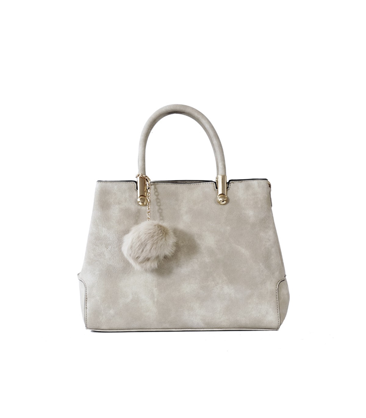 T10447 - Bolso de mano forma de trapecio con asa rígida y borla a juego