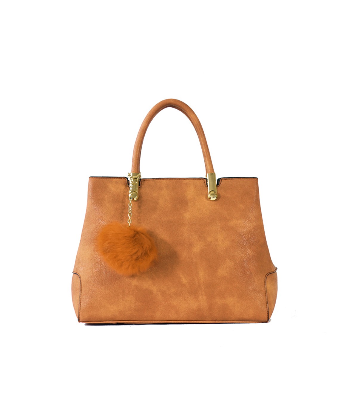 T10447 - Bolso de mano forma de trapecio con asa rígida y borla a juego
