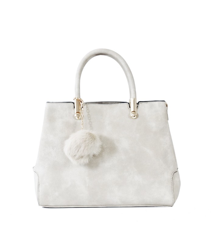 T10447 - Bolso de mano forma de trapecio con asa rígida y borla a juego
