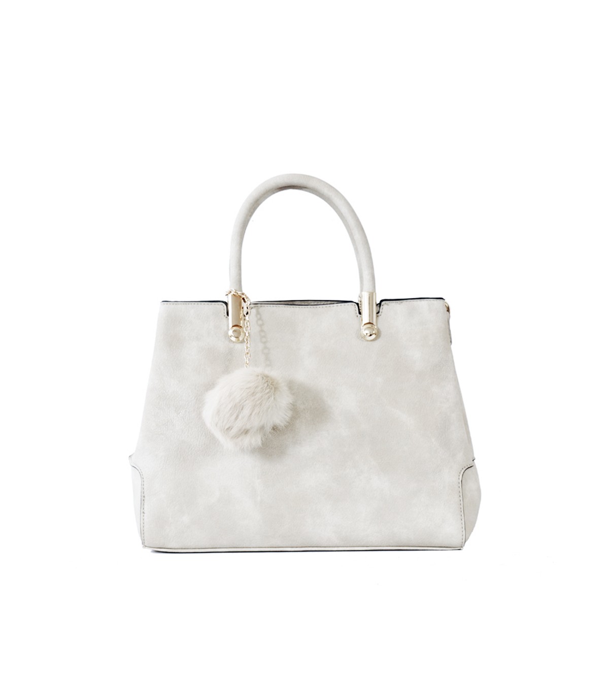 T10447 - Bolso de mano forma de trapecio con asa rígida y borla a juego