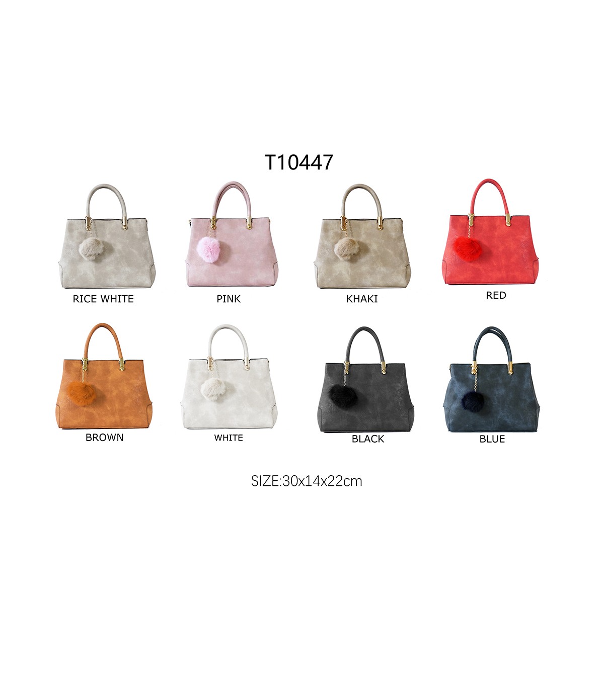 T10447 - Bolso de mano forma de trapecio con asa rígida y borla a juego