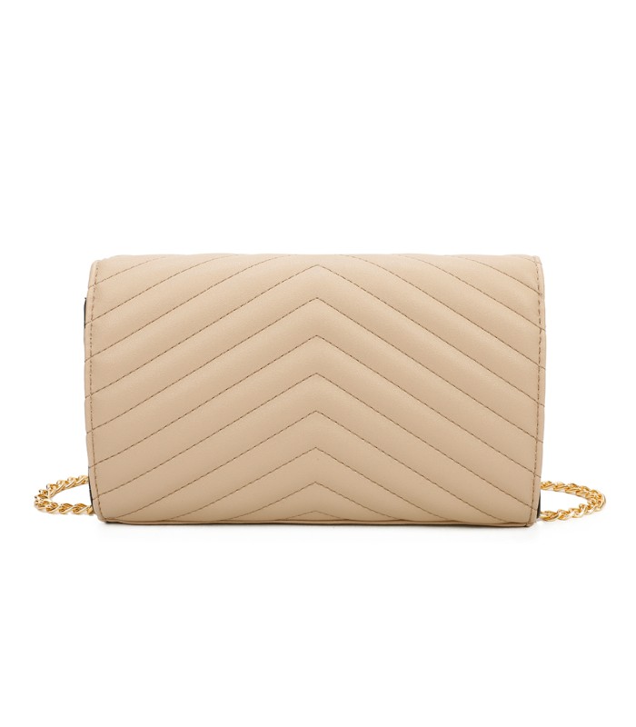 T11321 - Bolso de hombro con bandolera dorada y dos compartimentos
