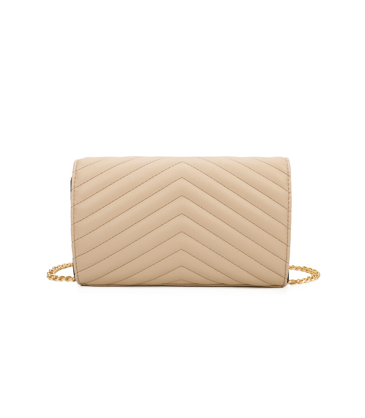 T11321 - Bolso de hombro con bandolera dorada y dos compartimentos