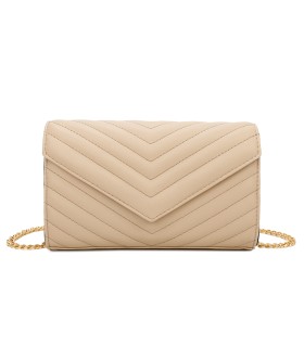 T11321 - Bolso de hombro con bandolera dorada y dos compartimentos