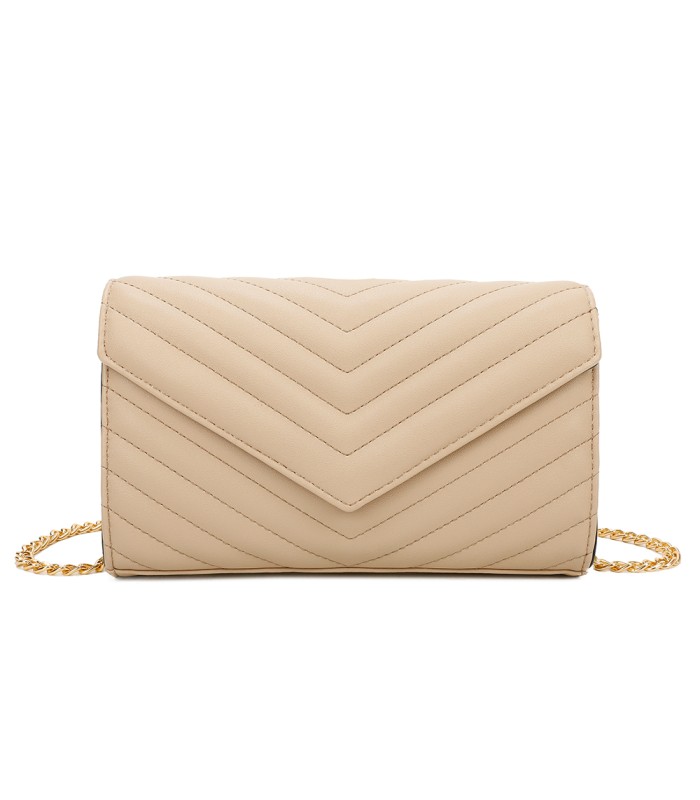 T11321 - Bolso de hombro con bandolera dorada y dos compartimentos