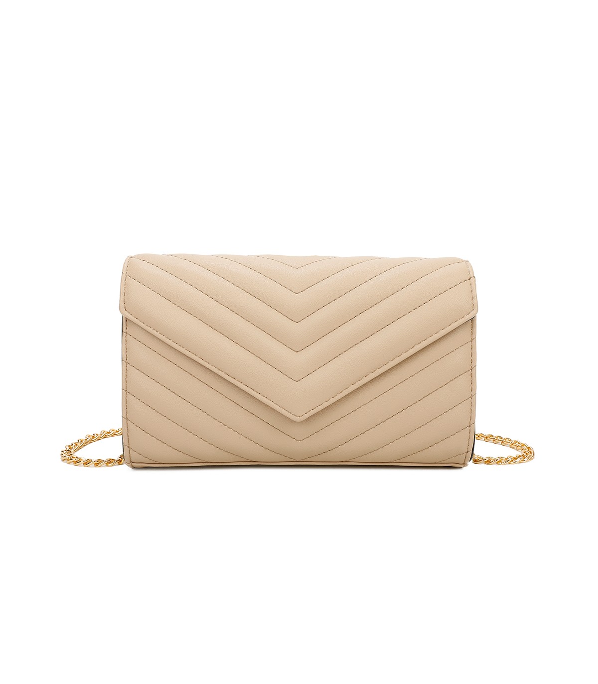 T11321 - Bolso de hombro con bandolera dorada y dos compartimentos