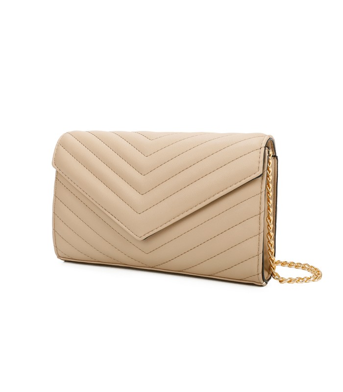 T11321 - Bolso de hombro con bandolera dorada y dos compartimentos