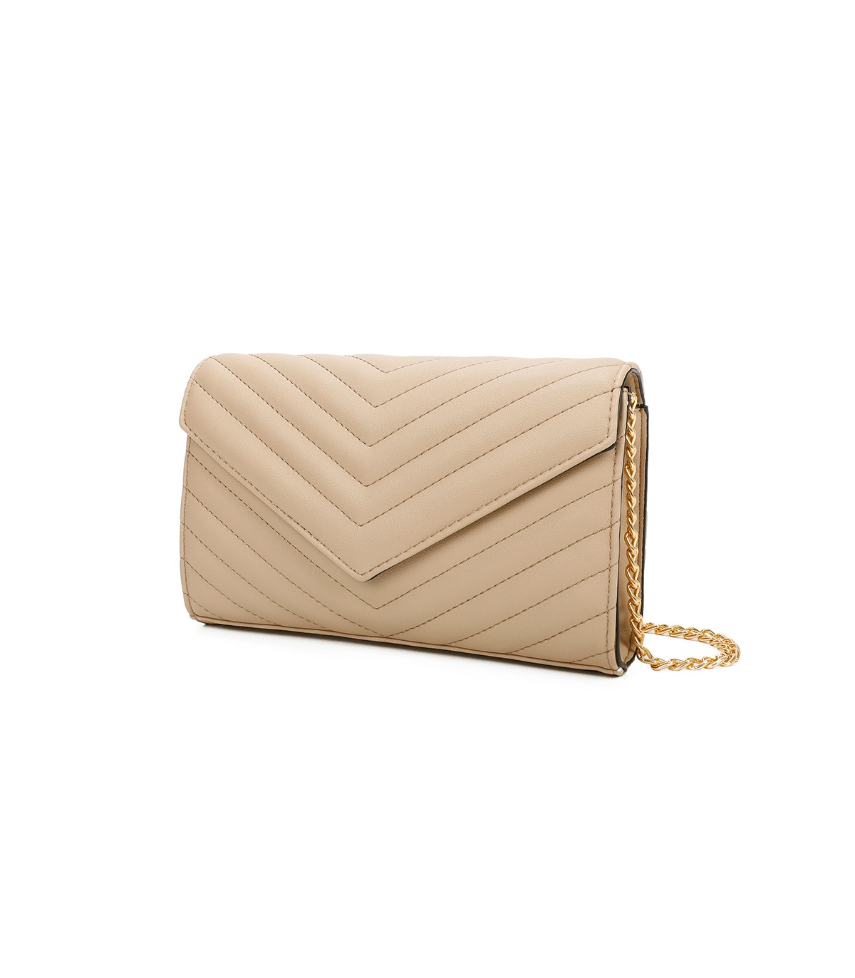 T11321 - Bolso de hombro con bandolera dorada y dos compartimentos