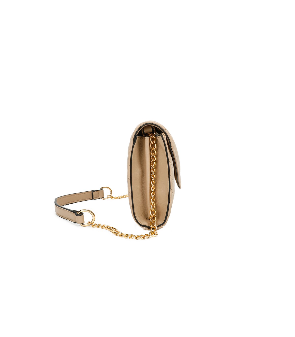 T11321 - Bolso de hombro con bandolera dorada y dos compartimentos