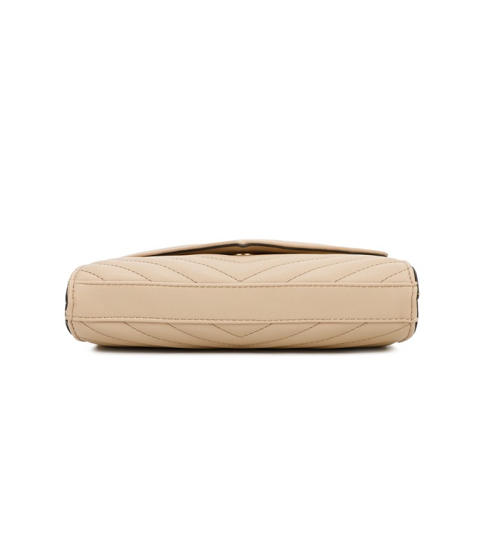 T11321 - Bolso de hombro con bandolera dorada y dos compartimentos