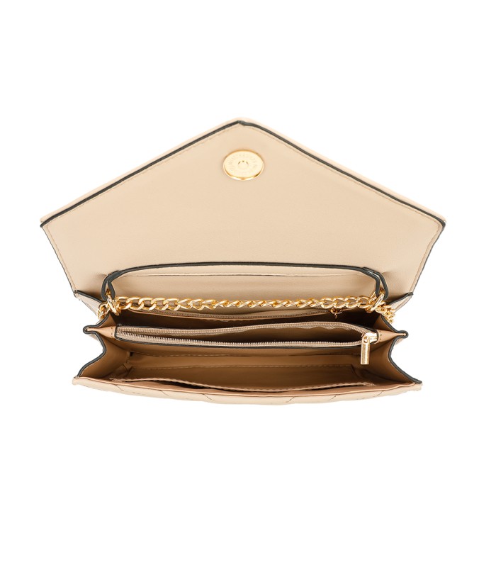 T11321 - Bolso de hombro con bandolera dorada y dos compartimentos
